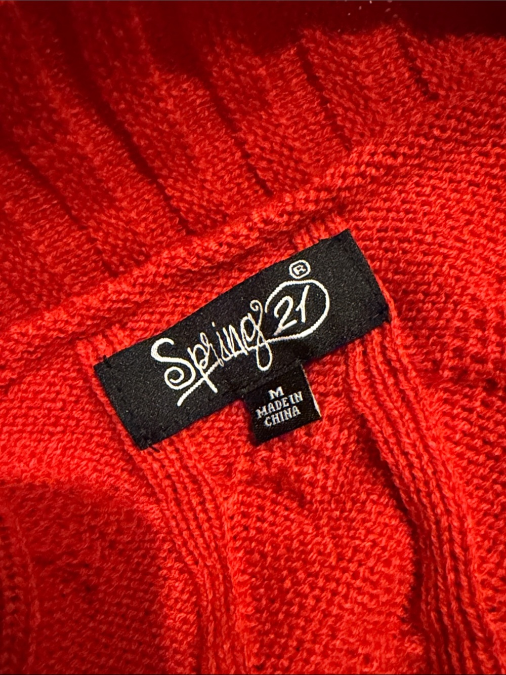 Spring 21 Bright Red Longline Open Knit cable knit Cardigan with Pockets medium - Picture 5 of 11